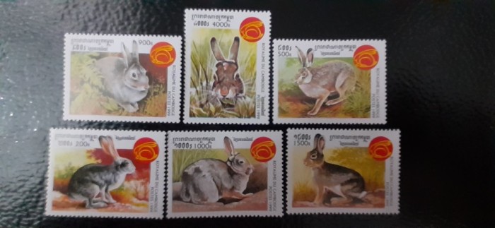 Cambodgia-Fauna,iepuri-serie completa,nestampilate MNH (C1)