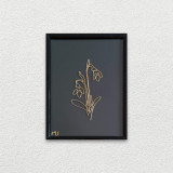 Ghiocei, tablou din fir continuu de sarma placata cu aur, 16&times;21 cm-cod 3328