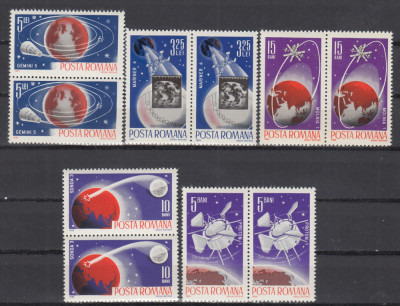 ROMANIA 1965 LP 619 COSMONAUTICA PERECHE SERII MNH foto