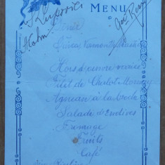 Meniu , Restaurant Cina din Bucuresti , semnaturi , 10 Februarie 1927