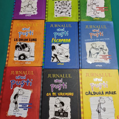 LOT 9 CĂRȚI JURNALUL UNUI PUȘTI: VOL. 1, 2, 3, 4, 8, 9, 10, 12, 13 / 2018 *