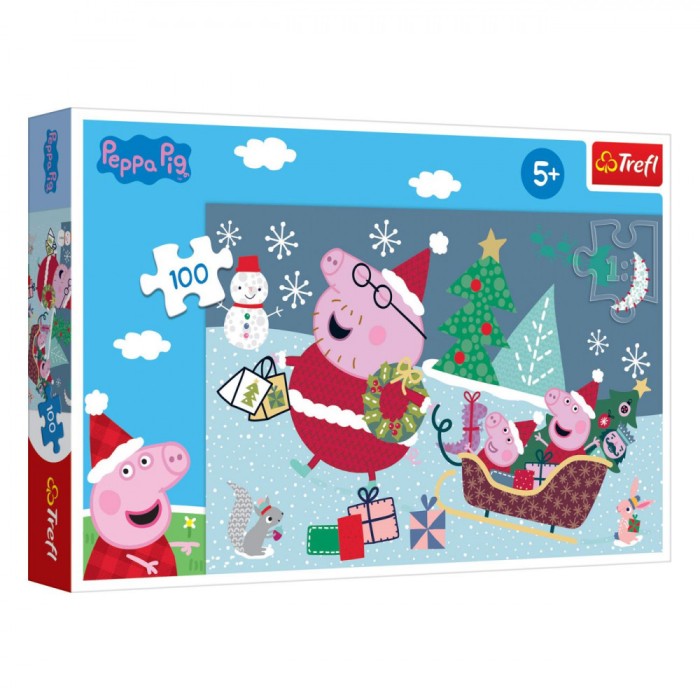 Puzzle Crăciun Trefl Peppa Pig, 100 Piese, Multicolor