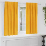 Draperii opace cu bandă, 2 buc., galben muștar, catifea