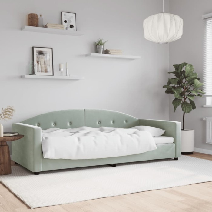 vidaXL Cadru de pat, gri deschis, 90x190 cm, catifea 354149