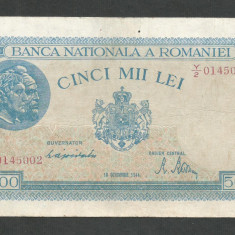 ROMANIA 5000 5.000 LEI 10 Octombrie 1944 [24] filigran bnr orizontal