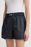ZADIG&amp;VOLTAIRE pantaloni scurți din bumbac femei, culoarea albastru marin, cu imprimeu, high waist, WWBS01160