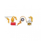 Set accesorii aer comprimat vopsit, 5 piese, Cupla rapida, aparat pulverizare,aparat spalat ,aparat umflat, Furtun aer spiral