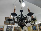 Lustra veche plafon, alama patinata, anii 1930, 6 brate, recablata electric, stare perfecta