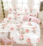 Cumpara ieftin Lenjerie Pat Otilia Sf052, Bumbac, 4 Piese, Fara Elastic, Alb, Imprimeu