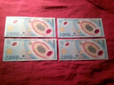 4 Bancnote 2000 lei 1999 Eclipsa , cal. f.buna