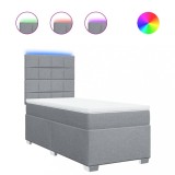 Cumpara ieftin Pat box spring cu saltea, gri deschis, 90x190 cm, textil