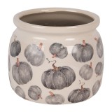 Ghiveci flori ceramica gri bej Dovleac 16x13 cm