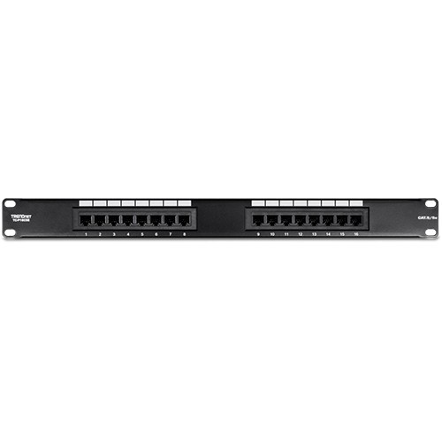 Patch Panel 16 porturi RJ45 UTP 19&#039;, Cat5/5e - TRENDnet TC-P16C5E