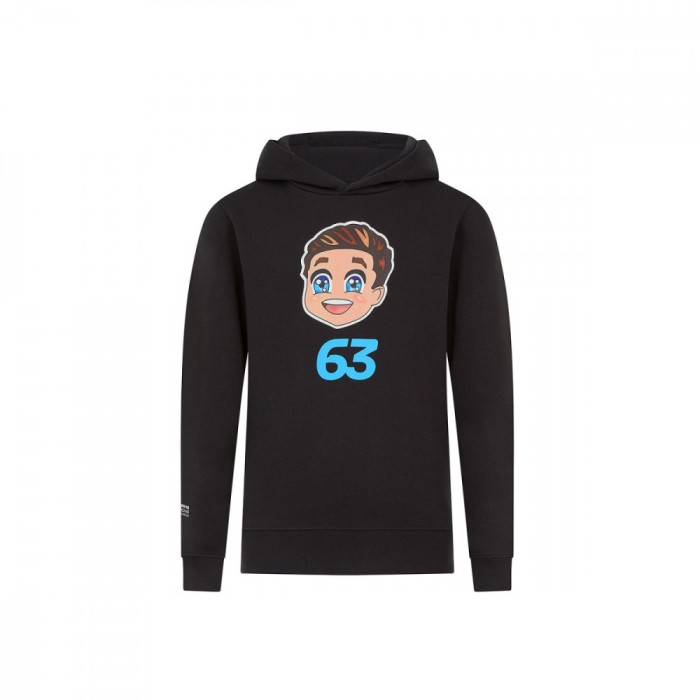 Mercedes AMG Petronas hanorac cu glugă pentru copii Caricature Graphic black George Russell F1 Team 2024 - 140 cm (dětsk&eacute;)