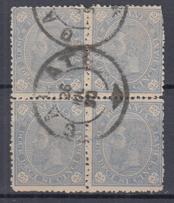 1890/91 LP 47 i CAROL CIFRA IN 4 COLTURI FARA FILIGRAN BLOC STAMPILA GALATI foto