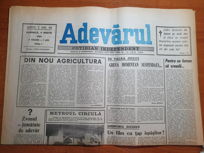 adevarul 11 martie 1990-art. sindromul suceava si din nou agricultura