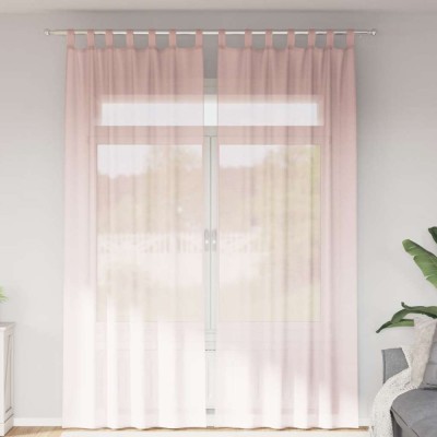 vidaXL Perdele Voile cu buzunare pentru bare 2 buc Roz deschis 4102190 foto
