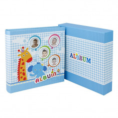 Album foto baby train personalizabil 50 file tip carte 200 poze format 10-15 culoare albastru