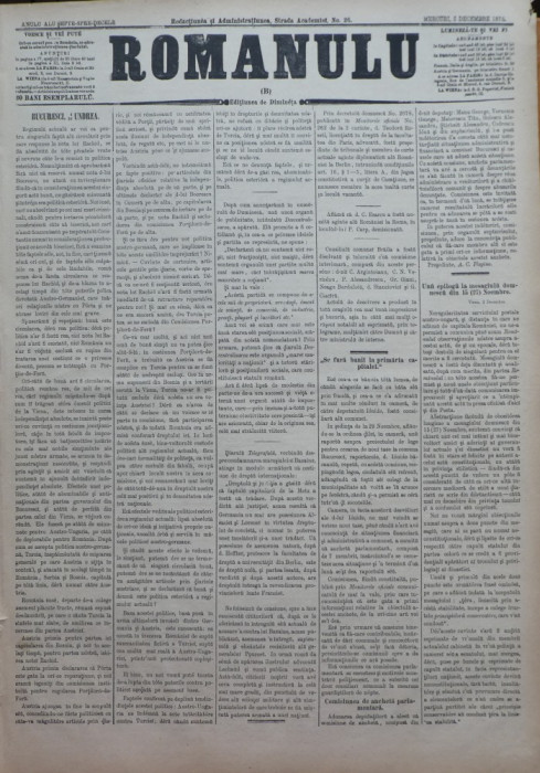 Ziarul Romanulu , 5 Decembrie 1873