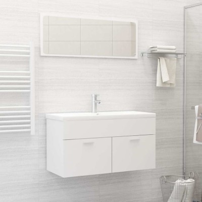 Set mobilier de baie, 2 piese, alb, PAL foto