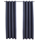 Cumpara ieftin Draperii opace cu inele metalice, 2 buc, antracit, 140 x 225 cm