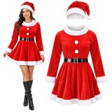 Costum Craciunita pentru dama Glimz, rochie festiva rosie