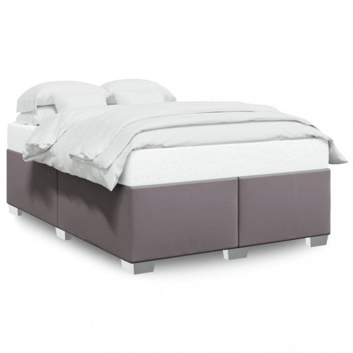 vidaXL Cadru de pat, gri, 140x190 cm, piele ecologică