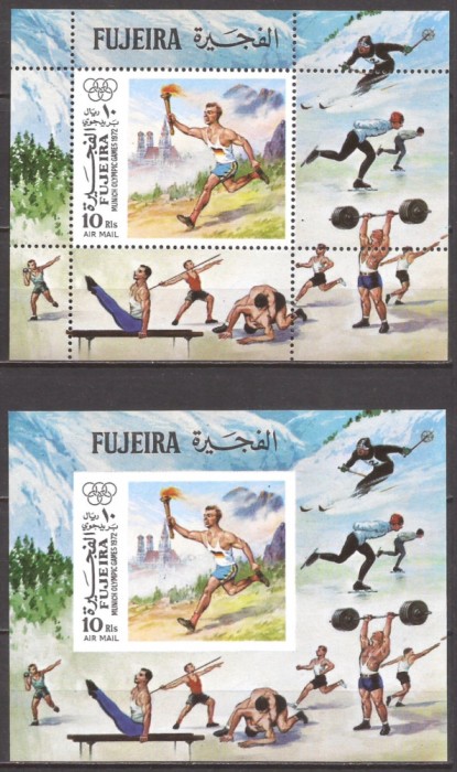FUJEIRA 1972 SPORT J.O. DE VARA ( 2 colite dt. + ndt.) MNH