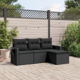 Gossi set mobilier de gradina cu perne, 4 piese, negru, poliratan