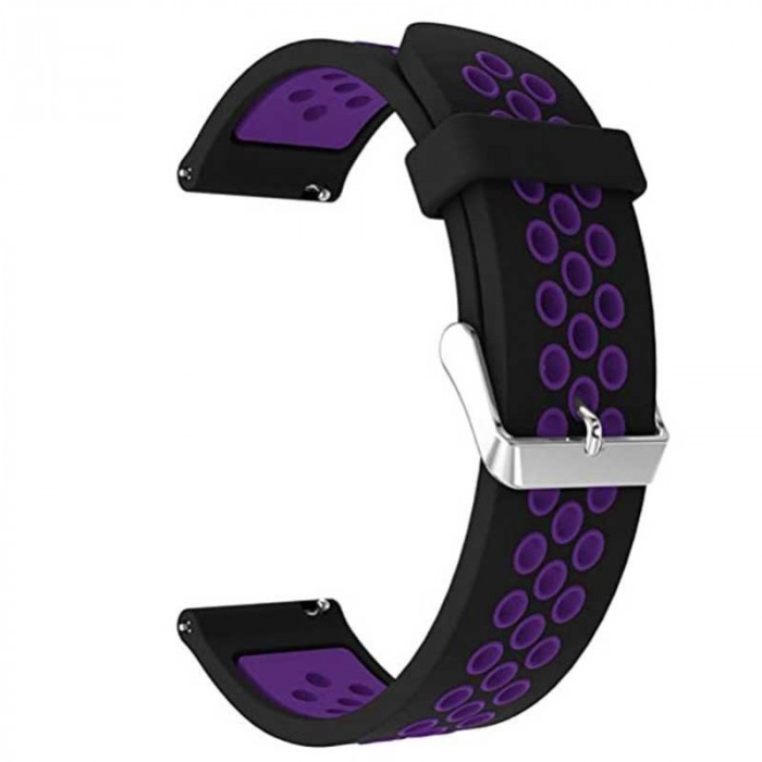 Curea din silicon compatibila cu Fitbit Versa, Telescoape QR, 22mm, Black Grape