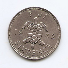 Fiji 6 Pence 1962 - Elizabeth II, Cupru-nichel, B11, 19.5 mm KM-19 (4)