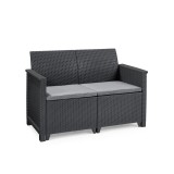 Cumpara ieftin Canapea de grădină Elodie cu 2 locuri din ratan sintetic, grafit