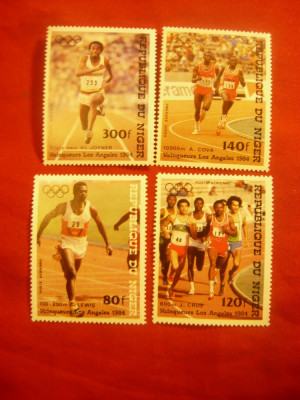 Serie Niger 1984 - Olimpiada Los Angeles -Atletism -alergare , 4 valori foto