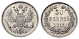 Finlanda 1911 - 50 pennia, Ag, UNC