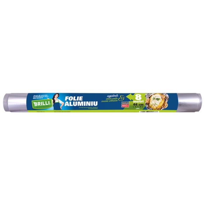 Folie aluminiu Brilli, 44 cm x 8 m, argintiu
