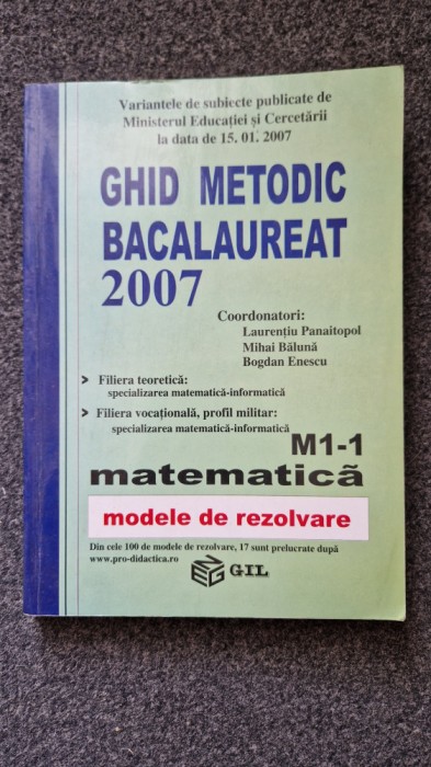 GHID METODIC BACALAUREAT 2007 M1 MATEMATICA - Panaitopol