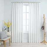 Draperii opace cu c&acirc;rlige, 2 buc., ivoriu, 140 x 245 cm