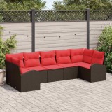 vidaXL Set de canapele pentru grădină cu pernă 7 pcs Maro Poli Rattan 3346194