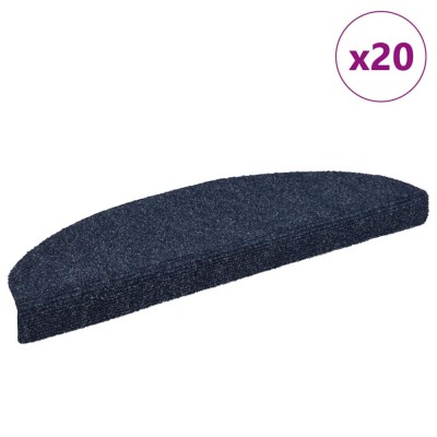 vidaXL Covorașe autoadezive pentru scări, 20 buc., 65x21x4 cm, albastru, semirotunde, mari foto