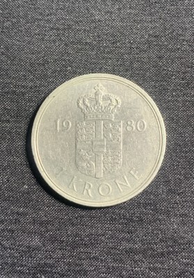 Moneda 1 coroana 1980 Danemarca foto