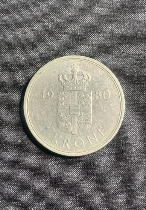 Moneda 1 coroana 1980 Danemarca