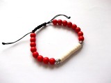 bratara unisex cu howlite rosu 34495