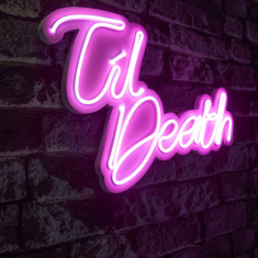 Decoratiune luminoasa LED, Til Death, Benzi flexibile de neon, DC 12 V, Roz
