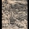 1945 Sfintirea cismelii din Oprisita Vaslui cu ajutorul PCR si Apararea Patriotica - ilustrata de propaganda necirculata, xilogravura