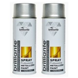 Pachet 2 x Vopsea Spray Brilliante Gri Metalizat 800ml (2x400ml) - Metal, Lemn, Plastic - Acrilic Lucios, Aderenta Puternica, Rezistenta Uzura