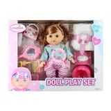 Papusa Interactiva, cu accesorii Doll play Set, 28 cm