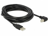 Cablu USB 2.0-A la USB 2.0-B unghi 90&deg; T-T 5m Negru, Delock 83530