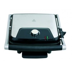Grill electric Studio Casa Panini &amp;amp; Grill SC2128, tava scurgere detasabila, 2000 W, deschidere mare, termostat, Negru/Argintiu