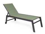 Cumpara ieftin Sezlong gradina aluminiu gri antracit textilena verde Hilde 65x200x102 cm