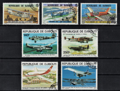 DJIBOUTI 1978-1980 - Avioane / serie completa (Michel 16&amp;euro;) foto